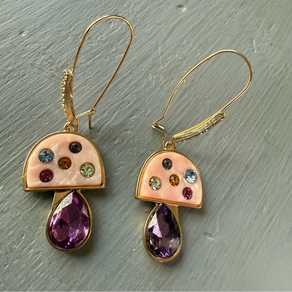 Betsey Johnson Gold Tone Mushroom Earrings - Picture 2 of 8